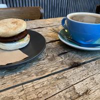 Breakfast muffin and americano   at Gaard 2 Coffee Hide in Sheffield