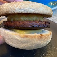 Cheese, sausage and hash brown in a muffinn  at Gaard 2 Coffee Hide in Sheffield