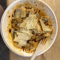 Tofu ravioli with red pesto    at Vegan Come Koala in Pisa