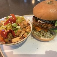 Cali burger with dragon fries- HUGE portion!💚  at Fresh on Danforth in Toronto
