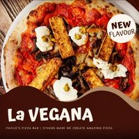 Tofu cashew cheese tomatoes chutney truffle oil   at Paolo's Pizza Bar in Torquay