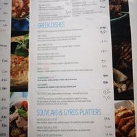 Menu at Greek Village in Corfu