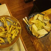 Tempura green beans and hummus at Café Buenos Aires in Lisbon