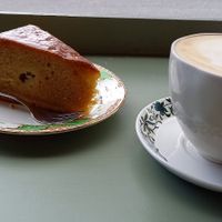 Oat latte and apple cake whilst watching the world go by at Solar Sisters in Guildford