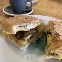 The vegan butty breakfast  at Shepherds Parlour in Hay-on-wye