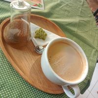 Cafe late and spinach cookie at Neda Vegan Cafe in Tehran