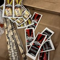 Sauces and chopsticks  at Dr. Sushi Veg in Manaus