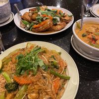 Mango Curry, Spicy Eggplant Dish, and Vegetable/Tofu Pad Thai at Orchids Thai in South Lake Tahoe