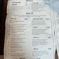 Vegan menu  at Meskie's Ethiopia Restaurant in Berkeley