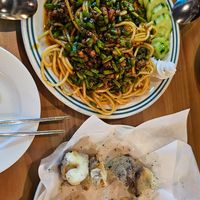 Spicy noodle and mushroom (Special mushroom in Jeju) at Suwoul  in Jeju