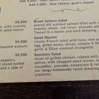 Salad menu at Dancing Cup in Kampala