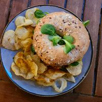 Vegan tofu bagle 🌱 at Made in Sopot in Sopot