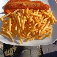 Vegane Currywurst war sehr lecker. 😋 at Biergarten an der Insel Gern in Ornbau