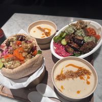 Pita, bowl, and vegan soupr cream  at Brassica in Upper Arlington