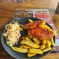 Eggplant parmigiana (vegan option) at Berry Springs Tavern in Berry Springs