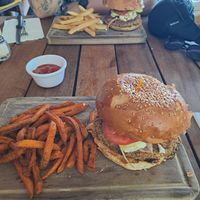 Beide Burger vegan at Café Mogagua in Isla Mujeres