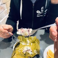 Sticky rice with banana and black bean, wrapped in banana leaf. Amazing!   at Siwa Lee in East Gosford