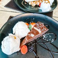 Choc torte & waffles  at The Half Moon Inn in Telford