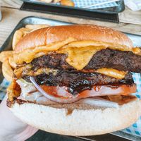 Double burger  at The Half Moon Inn in Telford