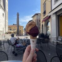 Blueberry and apricot-basil  at Gelateria Al Duomo in Cividale Del Friuli