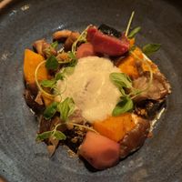 Potato, carrot, portobello mushrooms, pickled shiitake, mayo, onion broth (part of 3 courses menu: 545kr)  at Natur in Gothenburg