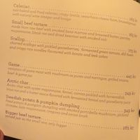 Menu  at Natur in Gothenburg