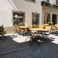 Outdoor seating at Atrium Hotel Restaurant in Baden