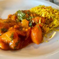 Balti Madras Vegetable with rice at Prince Of India  in Isle Of Skye