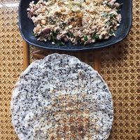 Vegan com hen (jackfruit salad & rice cracker) #6 on menu. at Quán Chay An in Hue