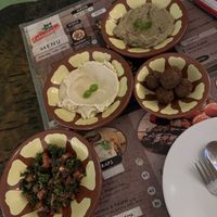 Taboulleh, humous, babaganoush and falafel   at The Lebanesian Warung in Denpasar