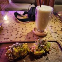 Avocado toast with vegan avocado milkshake at Roxane in Phuket