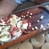 White chocolate on the vegan tartine at Roxane in Phuket