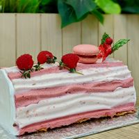 Pink Fairy Raspberry Lychee Yule Log Cake  at Greendot Patisserie in Central Singapore