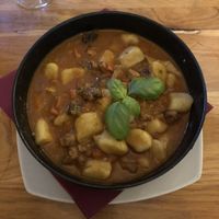 Vegan goulash with gnocchis  at Pivnica Cont in Rijeka