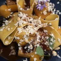 Many ways Pumpkin with edible flower, roasted seeds and finely grated horseradish  at ansvar - Greenery Lab in Copenhagen