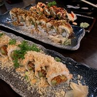 Spicy Toona (Front), Shiitake (Middle) and Dragon (Rear)Rolls  at Nori in Austin