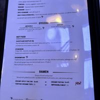 Menu L  at Nori in Austin