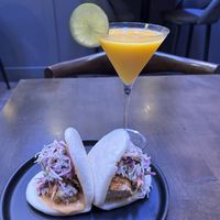 Bao and mango mock tail   at Nori in Austin