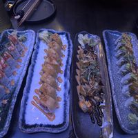 Chick'n Katsu Roll, Volcano Roll,  Manhattan Roll and Takumi Steak Roll  at Nori in Austin