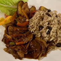 Jackfruit pulled pork dish   at Kool Runnings Jamaican Restaurant in Inverness