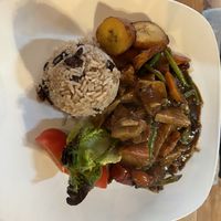 Vegan stewed pulled pork   at Kool Runnings Jamaican Restaurant in Inverness