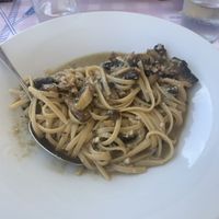 Vegan carbonara   at Ouzeri in Santorini