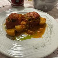 Stuffed tomatoes  at Ouzeri in Santorini