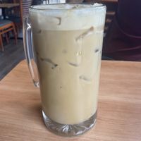 Vegan iced oat milk latte   at Un Mundo Café in Springfield