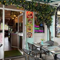 outside   at Elie's Cafe in North London