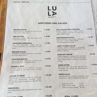 Menu at Lula Casco in Panama City