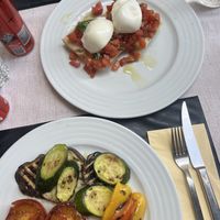 Grilled vegetables and bruschetta (you can choose with or without burrata)  at Römerkeller in Bolzano