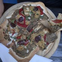Israelischer Flammkuchen at Das Jetzt in Vienna
