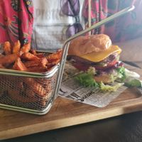 Vegan burger with sweet potato fries at Tango in Calpe
