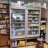 Refrigerated section, mostly nonvegan at Calendula in Adliswil